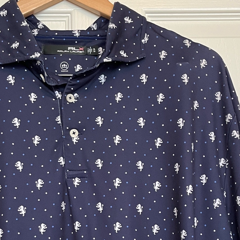 Ralph Lauren Dark Blue Polo Golf Shirt with White Lion Design